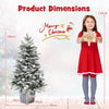 COSTWAY 100 CM Pre-Lit Artificial Christmas Tree Snow Flocked Potted Xmas Tree