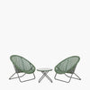 TOBS 2 Seater Bistro Set Outdoor Rattan Foldable Chairs and Tempered Glass Table