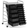 Black 15 Drawer Make Up Mobile Home Office Beauty Salon Portable Storage Trolley
