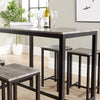 Home Source Kitchen Dining Breakfast Bar Set, Wooden Table Top, Black Metal