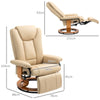 Recliner Chair with Footrest, Manual Reclining Armchair with Wooden Base, Beige