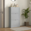 Narrow Shoe Cabinet with 3 Flip Drawers for 18 Pairs of Shoes Grey