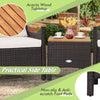 3 pcs Outdoor Rattan Sofa Set Patio Furniture Set with Coffee Table Conversation