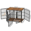 Heavy Dog Crate Furniture Side Table Dog Kennel Cage 4 Doors & Removable Divider