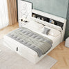 Ottoman Lift Up 5 ft Upholstered King Bed Frame With Storage Headboard Cream