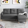 Modern L-Shaped Corner Sofa with Footstool Fabric 2 3 Seater Sofa Couch Grey