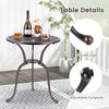 61CM Round Cast Aluminum Table Patio Dining Bistro Table with 5 cm Umbrella Hole
