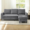 Grey L-Shaped Sofa w/3 Seater & Mobile Foot Stool, Modern Corner Sectional Couch