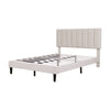 Double Bed Frame, Upholstered Platform Bed with Channel Tufted Headboard, Beige