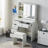 Modern Dressing Table Makeup Desk Sliding Mirror Shelf Stool 5 Drawers White
