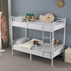 Metal Bunk Bed Frame Single Loft Bed Frame with Ladder Black Heavy Stable White