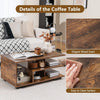 Coffee Table 3-Tier Wooden Geometric Storage Center Rustic Brown Modern Table