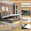 Ottoman Storage Upholstered Bed Frame with LED Lights 4ft6 Double Size Bed Grey