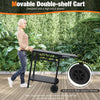 Movable Dining Cart Table Double-Shelf Trolley Outdoor Prep Cart Grilling Table
