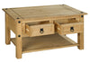 Corona Coffee Table with 2 Drawers & Shelf Solid Mexican Pine Wood Living Room