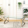 Tempered Glass Tea Coffee Table Rectangular Living Room End Table Chrome Base UK