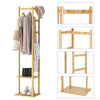 Bamboo Clothes Hanging Rail Garment Rack Hall Trees Corner Coat Stand