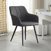 Set of 2 Grey Faux Leather Dining Chairs Kitchen Restaurant Modern Armchairs