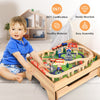 Kids Wooden Train Track Railway Set Table with 100 Pieces Storage Drawer