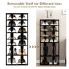 7-Tier Tall Shoe Rack Space Saving Organizer Storage Shelf Double Rows Black