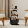 Small Side Table with 3-Tier Storage LED Lighted Sofa End Table Charging Station