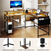 L-Shaped Gaming Desk Home Office Computer Desk w/ Monitor Stand Brown