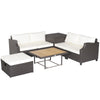 Patio Sectional Sofa Set with Cushions & Storage Box-Off White