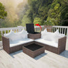 4 Piece Garden Lounge Set with Cushions Poly Rattan Brown vidaXL