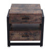 Rustic Chest of 2 Drawers Night Bedside Table Bedroom End Table Cabinet Storage