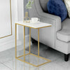 Sofa Side Table Marble Top C-Shape Laptop Stand Tray Slide Under Couch End Table