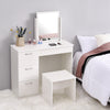 White Dressing Table Vanity Makeup Desk with 3 Drawers Mirror & Stool Bedroom /