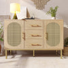 Rattan Sideboard Storage Cabinet with 2 Doors 3 Drawers Storage Cabinet Hallway