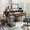 Industrial Computer Desk Writing Workstation w/Storage Drawer and 2 Open Shelves