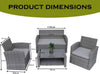 Rattan Garden Furniture 4 Seater Sofa Set Grey Outdoor Patio Lounge Coffee Table