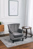 Velvet Grey Wing Back Armchair Studded Fireside Tub Chair Accent High Backrest