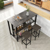 Costway 93cm Counter Height Table 3-Tier Wine Tall Bar Unit Table with Storage