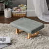 Small Padded Pouffe Foot Stool Wooden Legs Linen Fabric Footrest Seat Children