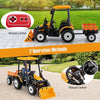 12V Battery Powered Kids Ride on Tractor Trailer 2-in-1 Electric Ground Loader