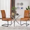 2PCs Faux Leather Dining Chairs Metal Legs Leisure Reception Chair Restaurant