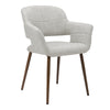 Grey Linen Dining Chairs 2PC/Set Kitchen Leisure Seat w/ Metal Legs Accent Chair