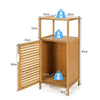 2-Tier Bamboo Bathroom Storage Cabinet Floor Cabinet w/ Single Door