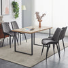 Set of 2 Velvet Dining Chairs Padded Seat Kitchen Chairs Metal Leg Blue Grey