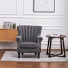Upholstered Linen Fabric Armchair Wingback Scallop Chair Rivet Lounge Sofa Seat