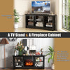 TV Console Table with Removable Shelf for 18 inch Fireplace(not included)-Black