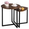 Vintage Round Triangle Nesting Table Set Coffee Table w/ Metal Frame Living Room