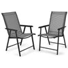 Set of 2 Folding Chairs Garden Fabric Chairs Indoors Outdoors Seat w/Armrests