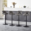 2x Faux Leather Bar Stools Grey Adjustable Gas Lift Swivel Kitchen Pub Chair
