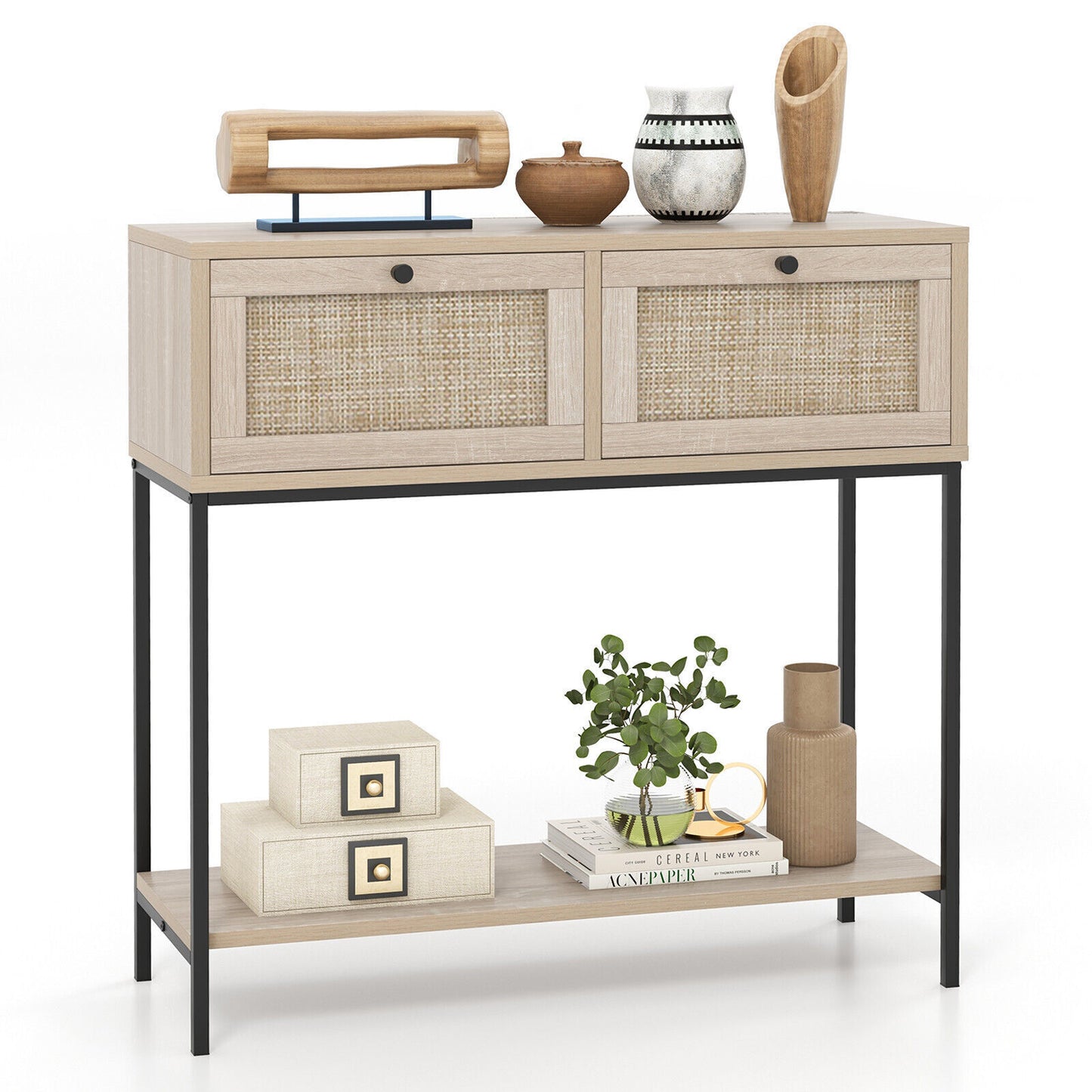 2-tier Console Table Living Room Home Long Sofa Side Table w/Drawers