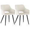 2Pcs Beige Velvet Dining Chair with Diamond Seat & Metal Legs Dining Room