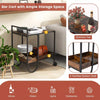Industrial Bar Trolley Cart Rolling Buffet Serving Cart W/ Metal Wire Wine Rack